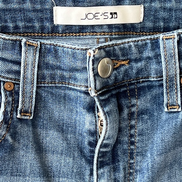 $185 Joe’s Jeans 29 Mid-rise Skinny Ankle Ripped Knee Raw Hem Distressed Logo - Picture 5 of 6